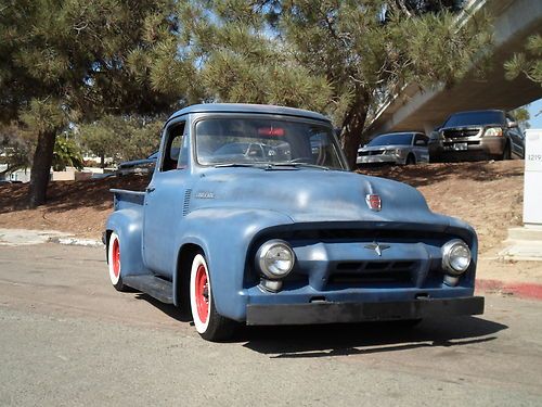 1954 ford f-100 short bed pickup v8 auto slammed ratrod hot rod custom w/ muscle