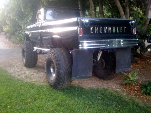 Old black truck with lot's of chrome - crate 350, automatic, air suspension