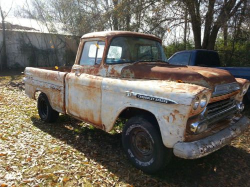 1959 chevy apache pick up truck swb fleetside patina texas title rat rod ,