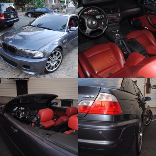 2003 bmw m3 base convertible metallic grey red interior 2-door hardtop 59k 3.2l