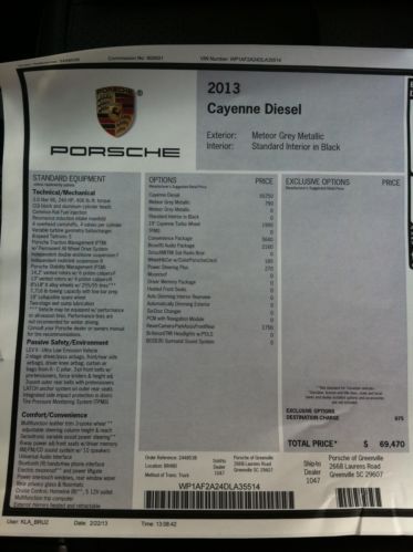 2013 porsche cayenne diesel sport utility 4-door 3.0l