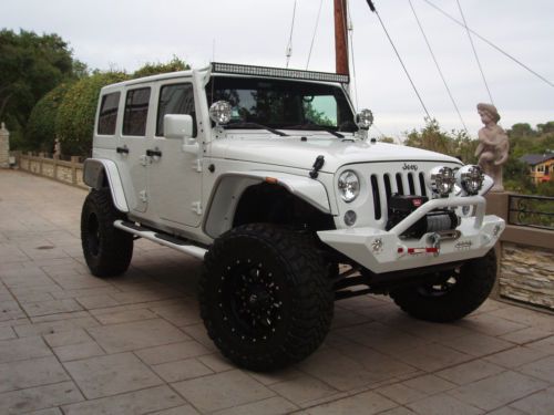 2014 custom sema-style jeep wrangler unlimited 4 door all white edition - lifted