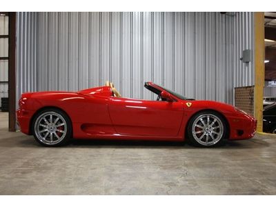 2005 ferrari 360 spider, red/tan, 14k miles, f1, daytonas, shields, stunning