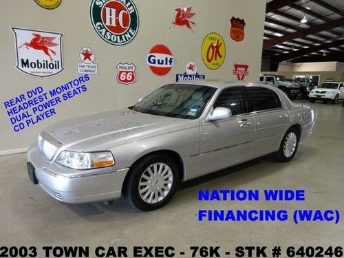 2003 town car executive,rear dvd,leather,pwr pedals,17in wheels,76k,we finance!!