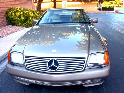 1992 mercedes benz 500sl gold with 2 tops hardtop + soft top gold runs great