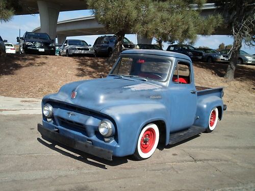 1954 ford f-100 short bed pickup v8 auto slammed ratrod hot rod custom w/ muscle
