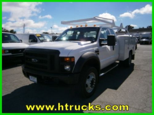 Used 2008 ford f450 extended cab service utility body truck 6.4l diesel 4wd rack