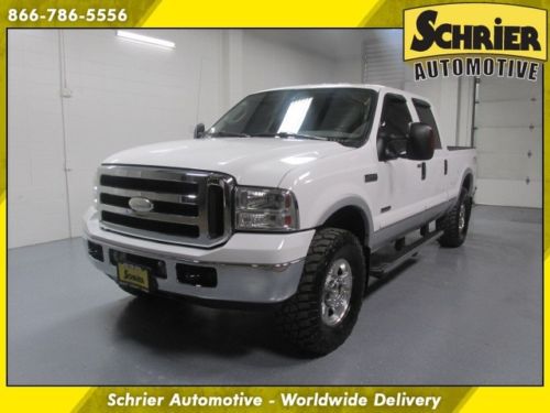 2005 ford f-250 lariat fx4 white crew cab 4x4 running boards bed liner leather