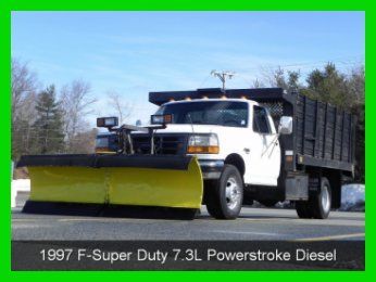 1997 ford f-super duty xl reg cab12 rack body dump truck 7.3l powerstroke plow