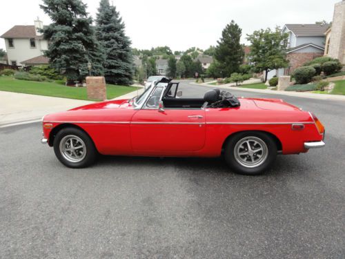 1974 mgb red convertible w/chrome bumpers