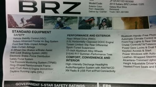 2013 Subaru BRZ Builder Fixer Rebuild Parts Only, US $9,800.32, image 20