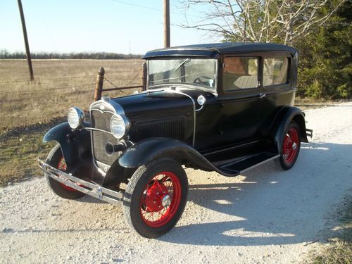 1931 ford model a deluxe tudor, indented firewall, sedan,