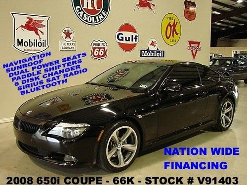 2008 650i coupe,pano roof,nav,lth,bluetooth,6 disk cd,19in whls,66k,we finance!!