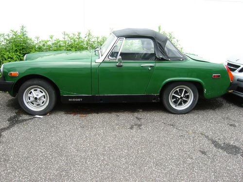 1978 mg midget british racing green 1500 engine  72,000 miles project car