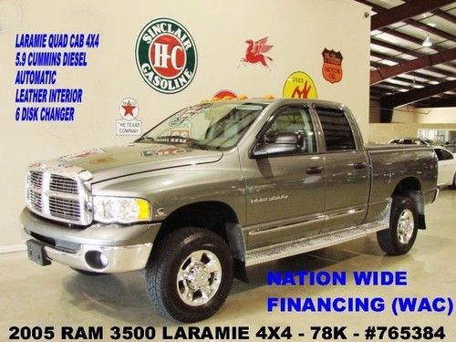 2005 ram 3500 laramie 4x4,diesel,htd lth,6 disk cd,bed cover,78k,we finance!!