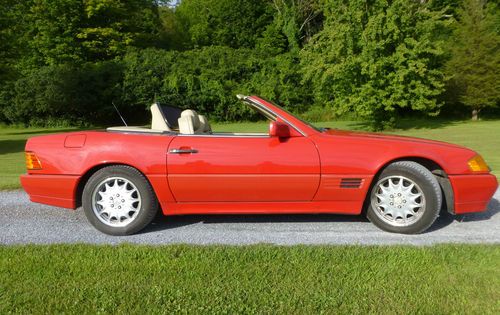 Mercedes benz 300sl 1991 black automatic convertible top &amp; red hardtop