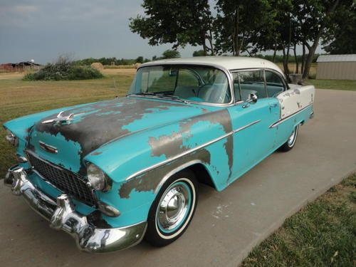 1955 chevrolet belair 2 dr. ht,original v-8 car. solid and straight, barn find.