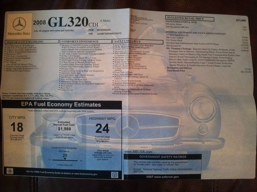 2008 Mercedes-Benz GL320 CDI Sport Utility 4-Door 3.0L, US $29,900.00, image 3