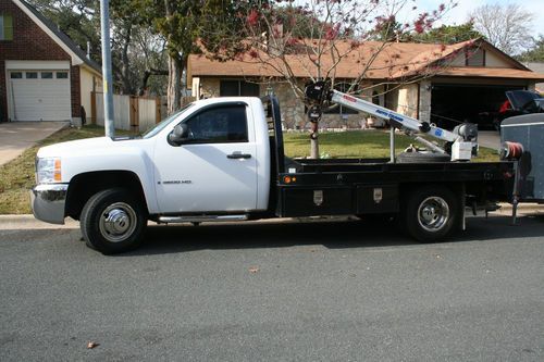 Hd duramax allison transmission single cab hewell steel flatbed w/auto crane