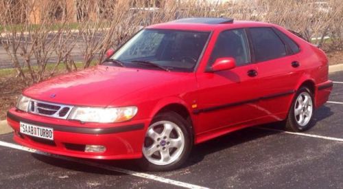 2000 saab 9-3 se 2.0l turbo 5 speed manual! red and rare! no reserve!