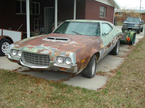 1972 ford torino q code orginal 4 speed 351c needs rebuild factory green &amp; green