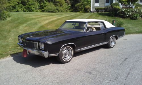 1971 monte carlo orginal surivor black w/white vinyl top tan interior 350/350 th