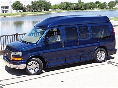 2004 gmc savana 1500 high top conversion van regency pkg! blue on tan! tv/dvd!!