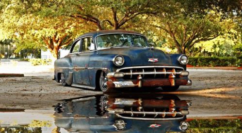 1954 chevy 210 2dr sedan, air ride, patina, rat rod, rat rod truck, slammed
