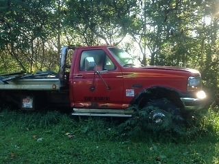 1997 ford f450 jerr-dan rollback, red, body &amp; bed in fair condition