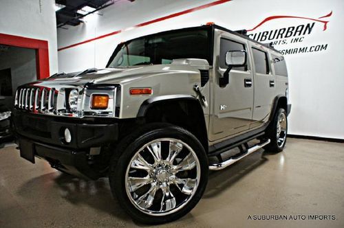 2005 hummer h2 custom suv 24" rims rear dvd monitors one owner cln carfax wow