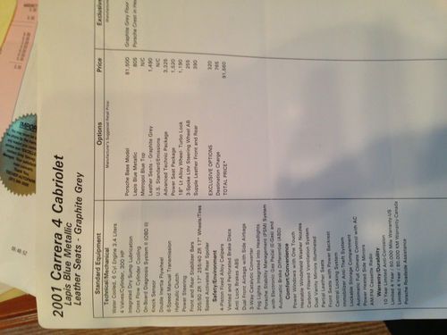 2001 Porsche 911 Carerra 4 Cabriolet, image 10