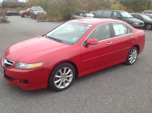 2007 acura tsx base red leather 4 door automatic 2.4l v-4  no reserve