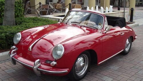 1963 porsche 356 b cabriolet. restored. red with tan leather. superb car!!!