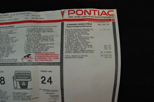 1999 Pontiac Trans AM WS6 Convertible 7K Original Miles 1 Female Owner Original, US $29,999.00, image 71