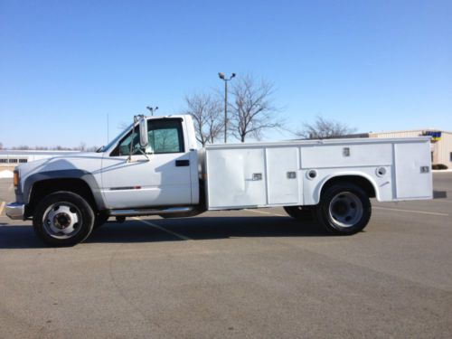 Service truck, diesel, dually, toolbox truck, service van, work truck.