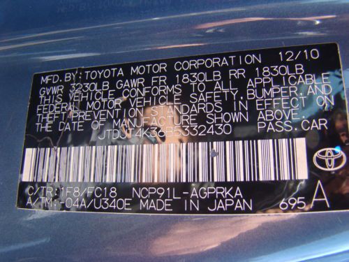 2011 TOYOTA YARIS 5 SPEED MANUAL HATCHBACK SUPER LOW MILES FUEL SAVER NO RESERVE, image 9