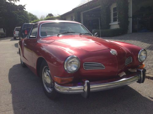 Exquisite 1972 stock candy apple red karmann ghia with factory air conditioning