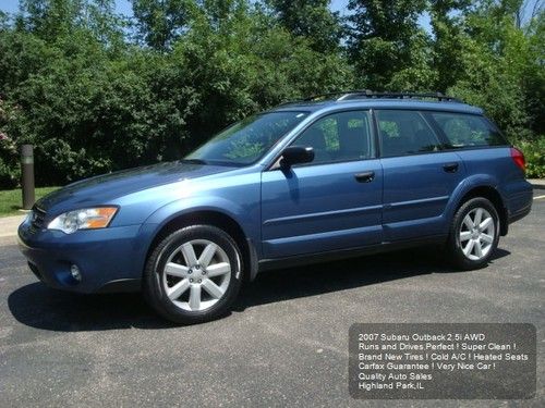 2007 subaru outback 2.5i awd carfax guarantee auto a/c cd brand new tires ! nice