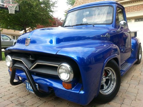 1954 ford pickup truck. metallic blue paint job! headturner!