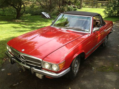 Mercedes benz convertible 1972 450sl red with hard and soft top