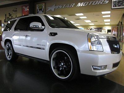 08 cadillac escalade platinum pearl white loaded 50k miles savini wheels