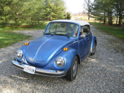 1978 superbeetle convertible, blue with white top, 4 speed,