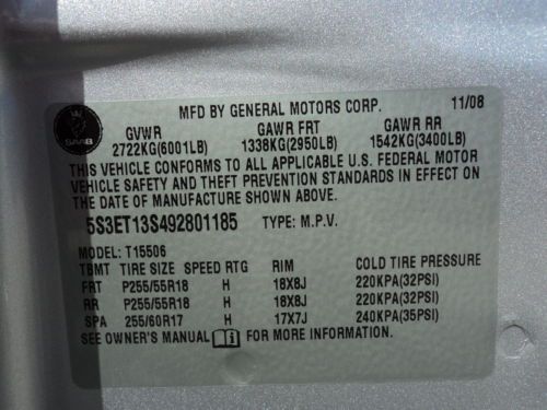 2009 SAAB 9-7X AWD 1OWNER ONSTAR NAVI DVD REAR CAM HEAT SEATS SUNROOF NO RESERVE, image 47