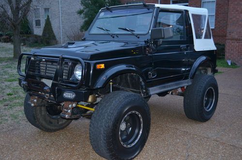 1988.5 suzuki samurai, lifted v6, auto, black, tops, rack, rear seat, runs good