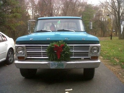 1969 ford f100 2 wheel drive truck, 3 speed, aqua, twin ibeam, 8' bed