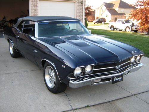 Beautiful 1969 chevelle ss 396 v8 convertible - midnight blue- stunning looker !