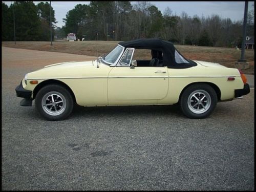 1979 mg b roadster convertible yellow new top full restoration