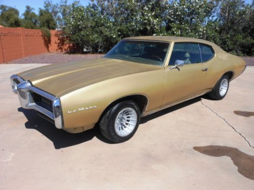 1969 pontiac lemans 2 door ht bucket seats make a gto clone! desert dry! solid!