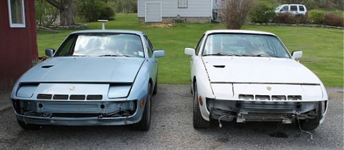 Porsche 924 931 turbos 1980 and 1982 white blue 2 cars one runs one for parts
