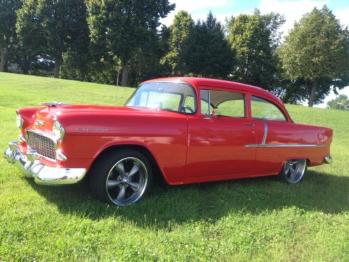 1955 chevrolet bel air 150 2 door post. beautifully restored red beauty